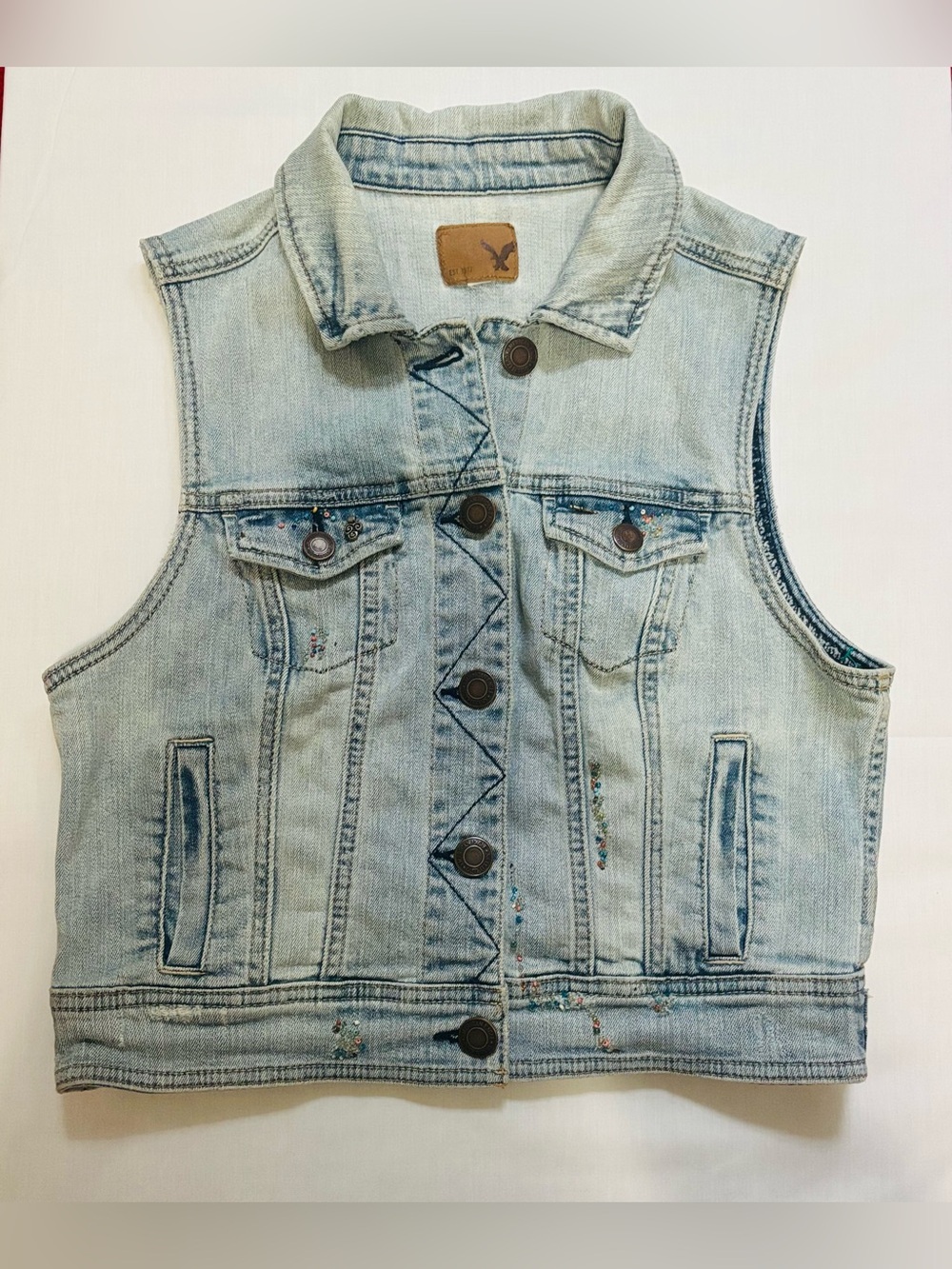 American Eagle Outfitters Light Wash Denim Vest